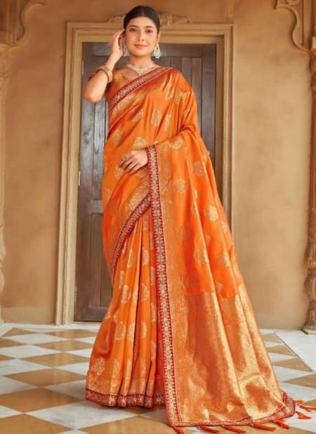 Orange Colour Maya Monjolika New Latest Designer Festive Wear Silk Saree Collection 5012